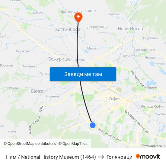 Ним / National History Museum (1464) to Голяновци map