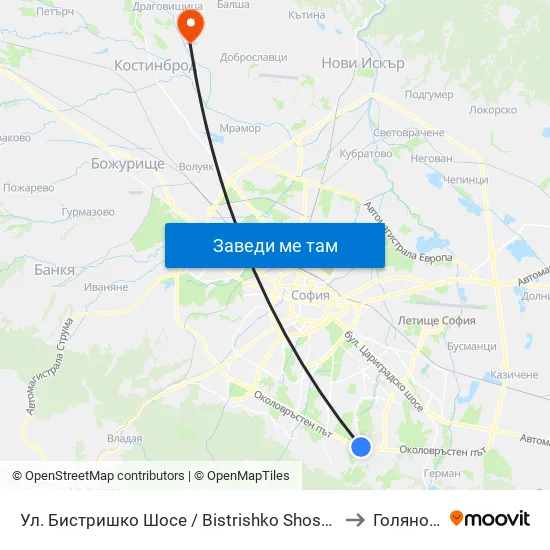 🛍️ Ул. Бистришко Шосе / Bistrishko Shosse St. (0864) to Голяновци map