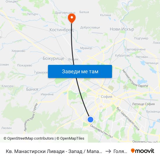 Кв. Манастирски Ливади - Запад / Manastirski Livadi - West Qr. (0582) to Голяновци map