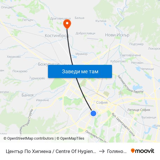 Център По Хигиена / Centre Of Hygiene (2342) to Голяновци map