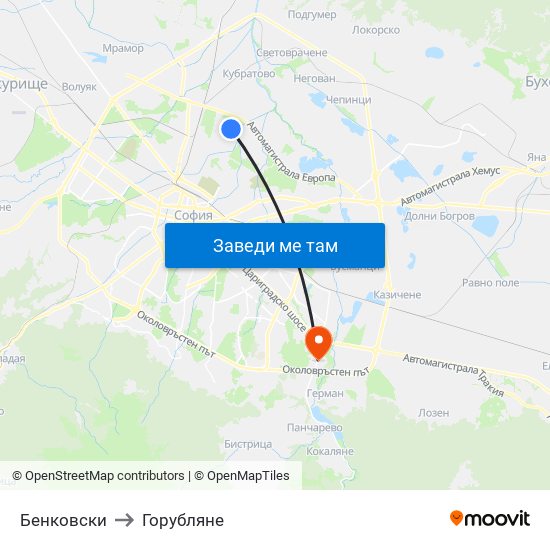 Бенковски to Горубляне map