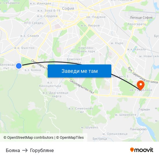 Бояна to Горубляне map
