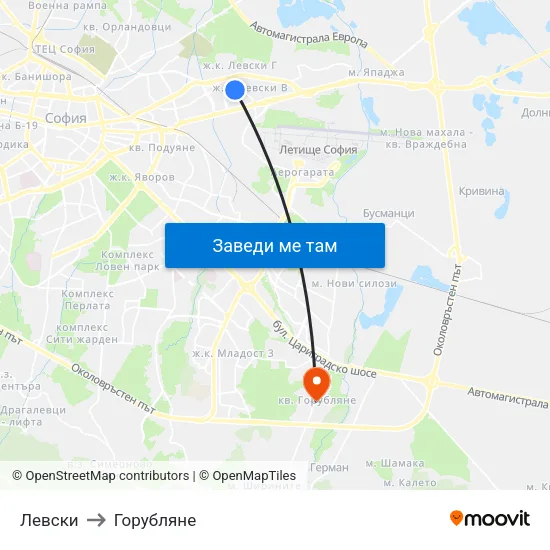 Левски to Горубляне map