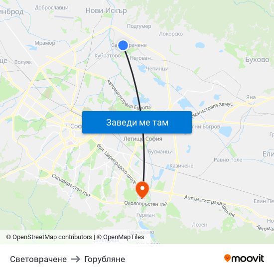 Световрачене to Горубляне map
