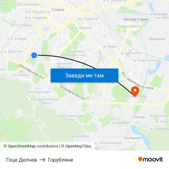 Гоце Делчев to Горубляне map