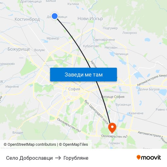 Село Доброславци to Горубляне map