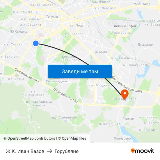 Ж.К. Иван Вазов to Горубляне map