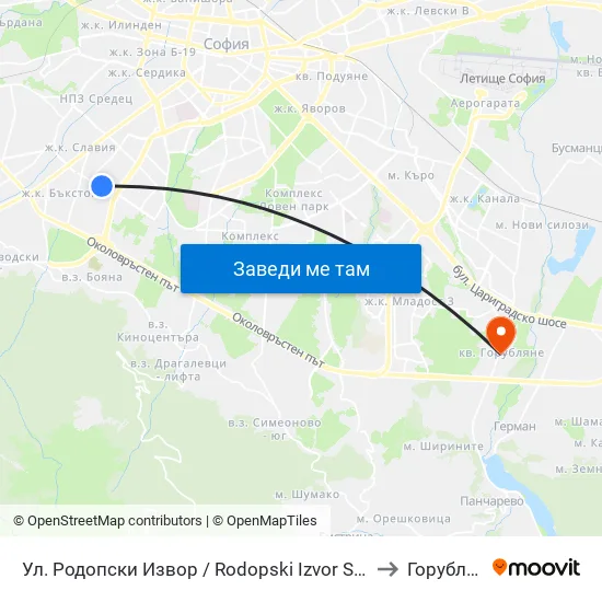 Ул. Родопски Извор / Rodopski Izvor St. (2730) to Горубляне map
