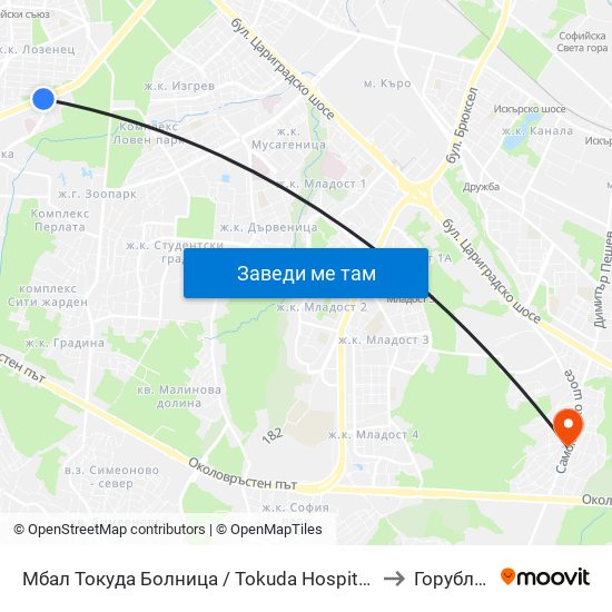 Мбал Токуда Болница / Tokuda Hospital (0206) to Горубляне map