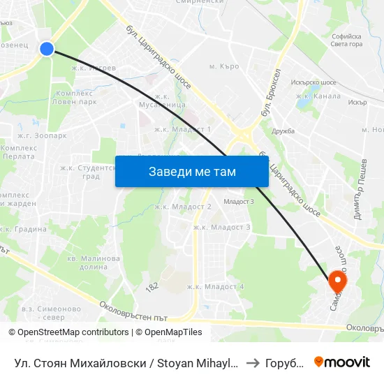 Ул. Стоян Михайловски / Stoyan Mihaylovski St. (2692) to Горубляне map