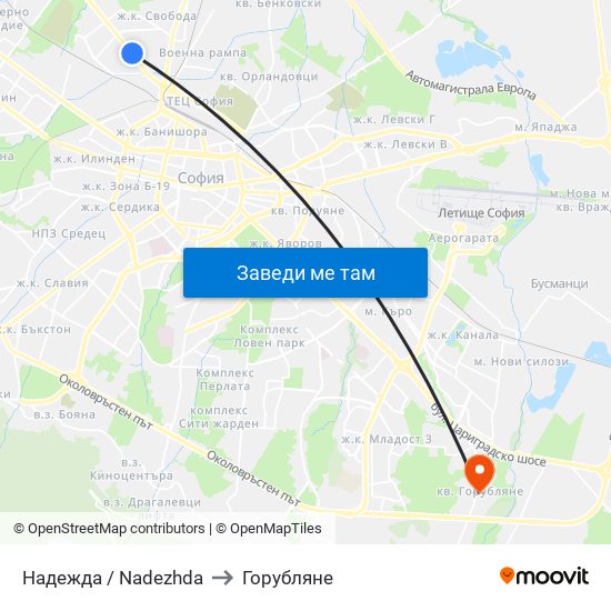 Надежда / Nadezhda to Горубляне map