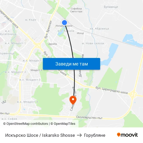Искърско Шосе / Iskarsko Shose to Горубляне map