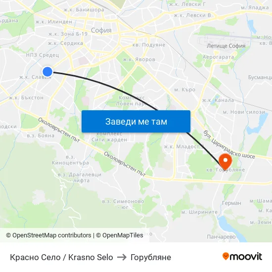Красно Село / Krasno Selo to Горубляне map