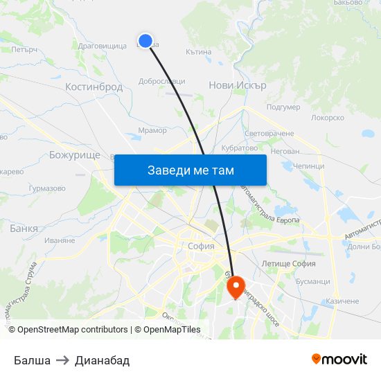 Балша to Дианабад map
