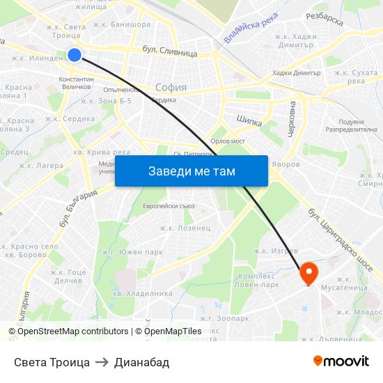 Света Троица to Дианабад map