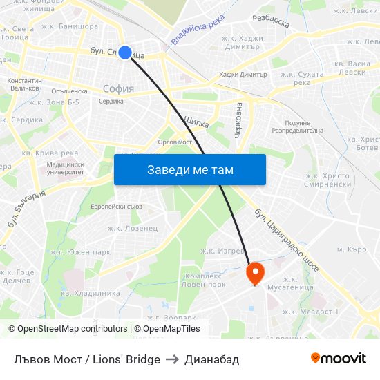 Лъвов Мост / Lions' Bridge to Дианабад map