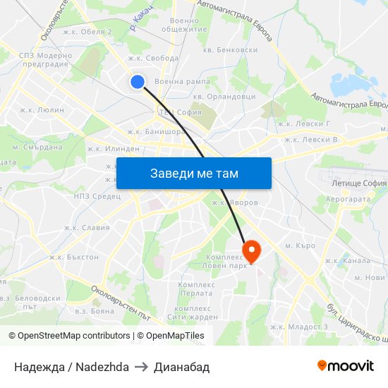 Надежда / Nadezhda to Дианабад map