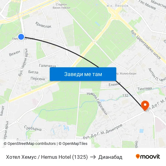 Ⓜ️ Хотел Хемус / Hemus Hotel (1325) to Дианабад map