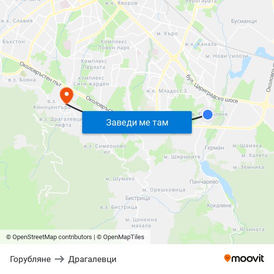 Горубляне to Драгалевци map