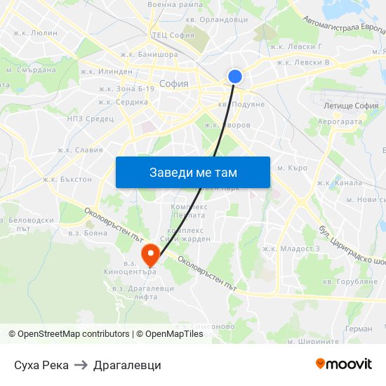 Суха Река to Драгалевци map