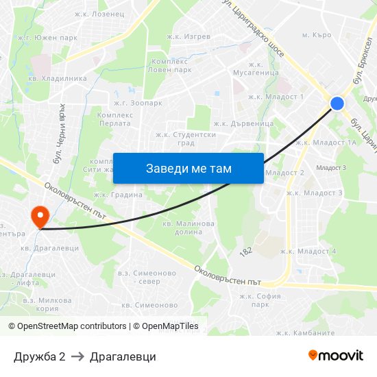 Дружба 2 to Драгалевци map