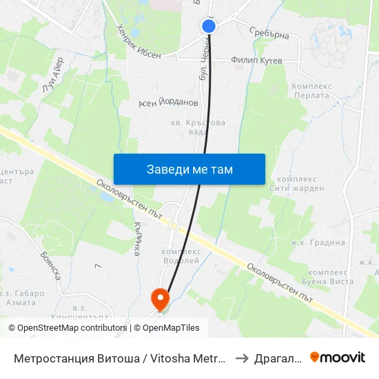 Ⓜ️ Метростанция Витоша / Vitosha Metro Station (2654) to Драгалевци map