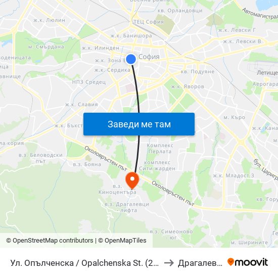 Ул. Опълченска / Opalchenska St. (2085) to Драгалевци map