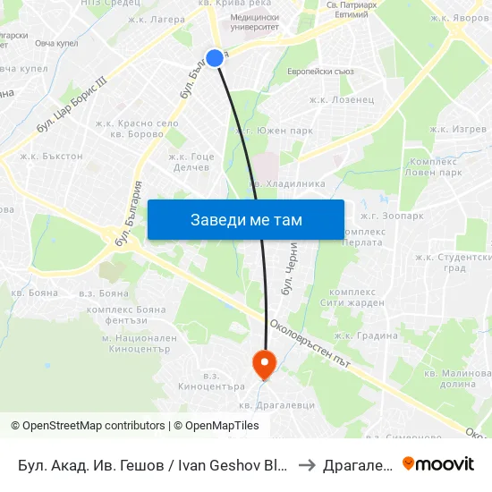 Ⓜ️ Бул. Акад. Ив. Гешов / Ivan Geshov Blvd. (0275) to Драгалевци map