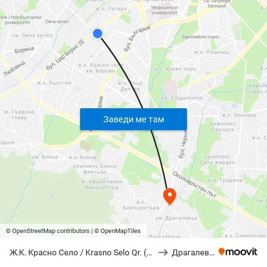 Ⓜ️ Ж.К. Красно Село / Krasno Selo Qr. (0637) to Драгалевци map