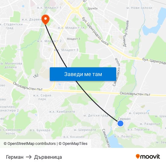 Герман to Дървеница map