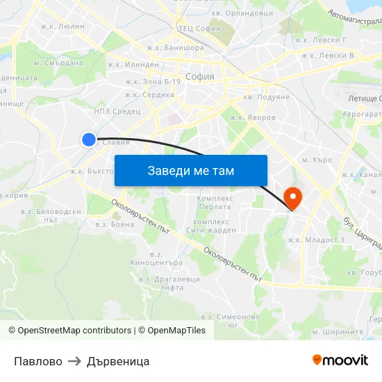 Павлово to Дървеница map