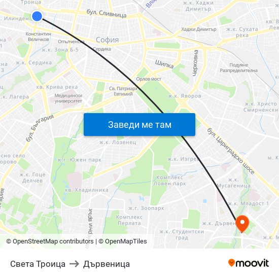 Света Троица to Дървеница map