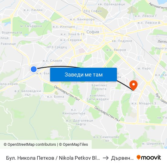 Бул. Никола Петков / Nikola Petkov Blvd. (0350) to Дървеница map