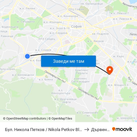 Бул. Никола Петков / Nikola Petkov Blvd. (0347) to Дървеница map