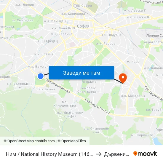 🎨 Ним / National History Museum (1464) to Дървеница map