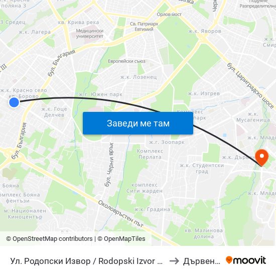 Ул. Родопски Извор / Rodopski Izvor St. (2730) to Дървеница map