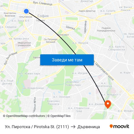 Ул. Пиротска / Pirotska St. (2111) to Дървеница map