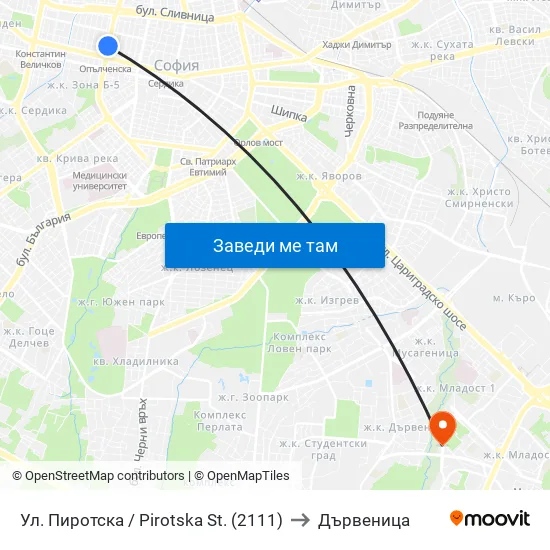 Ул. Пиротска / Pirotska St. (2111) to Дървеница map