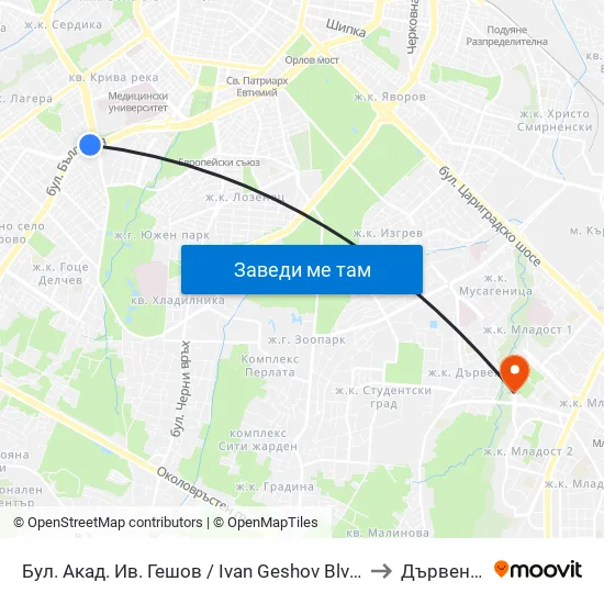 Ⓜ️ Бул. Акад. Ив. Гешов / Ivan Geshov Blvd. (2804) to Дървеница map