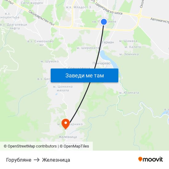 Горубляне to Железница map