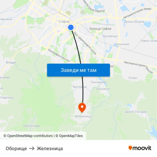 Оборище to Железница map