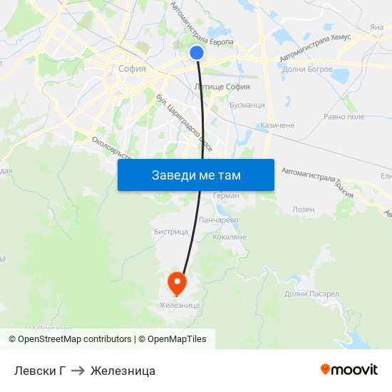 Левски Г to Железница map