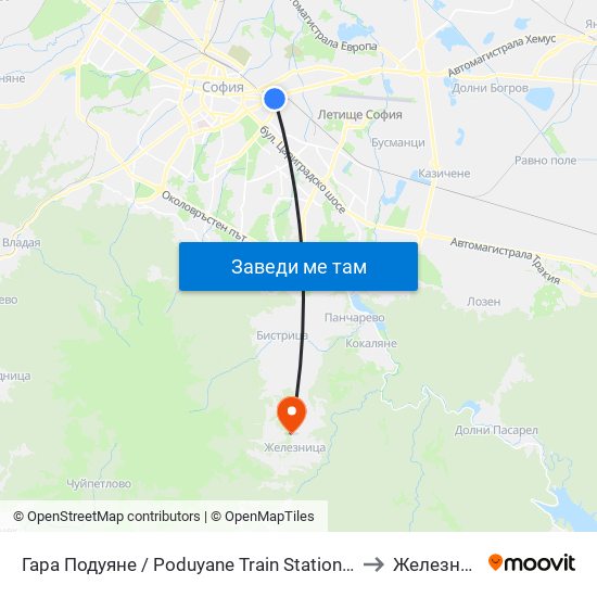 Гара Подуяне / Poduyane Train Station (0468) to Железница map