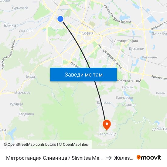 Метростанция Сливница / Slivnitsa Metro Station (1063) to Железница map