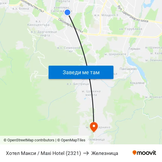 Хотел Макси / Maxi Hotel (2321) to Железница map
