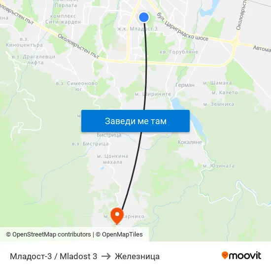 Младост 3 / Mladost 3 to Железница map