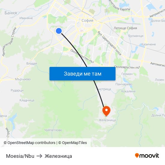 Moesia/Nbu to Железница map