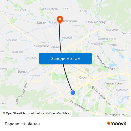 Борово to Житен map