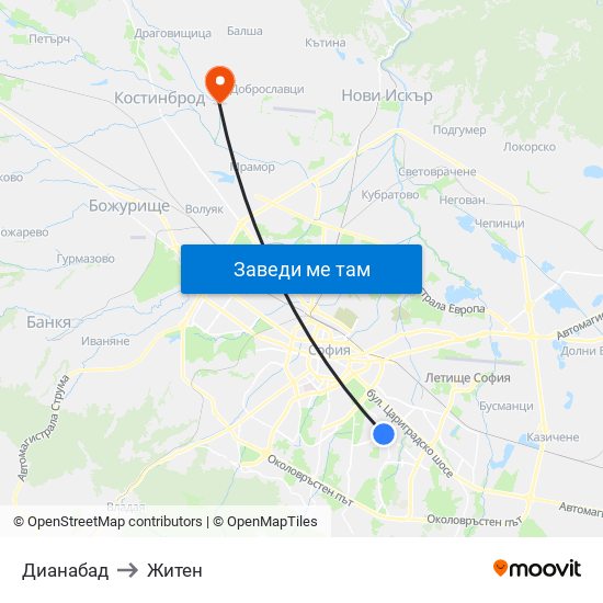 Дианабад to Житен map