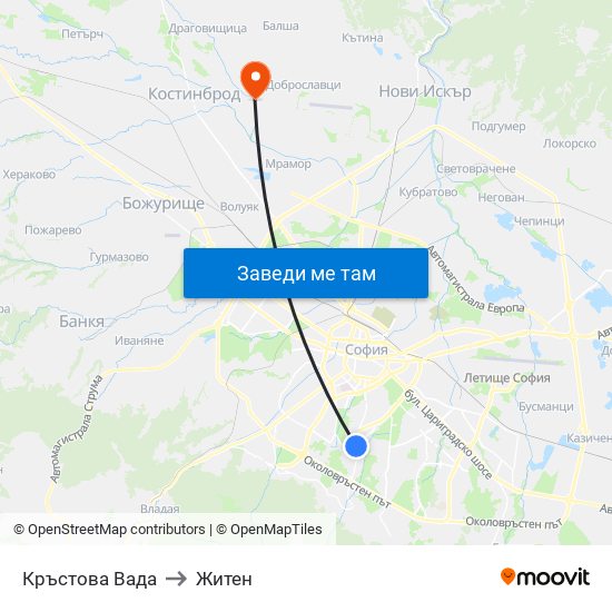 Кръстова Вада to Житен map